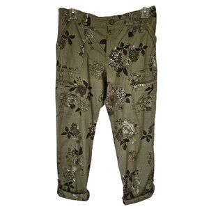 Democracy “Flex”-ellent Utility Pants – Floral Olive Green  Size 14
